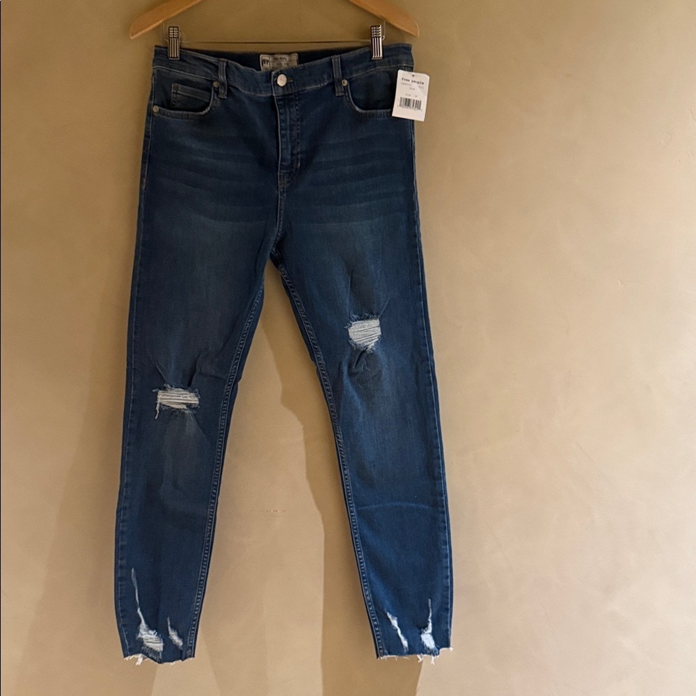 Free People Jeans Blue Distressed Skinny Denim size 30